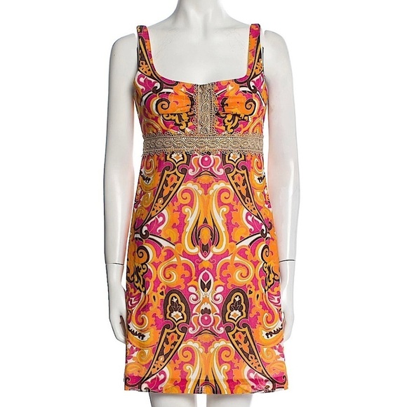 Milly of New York Paisley Print Scoop Neck Sleeveless Mini Dress Size 2 - Picture 1 of 13